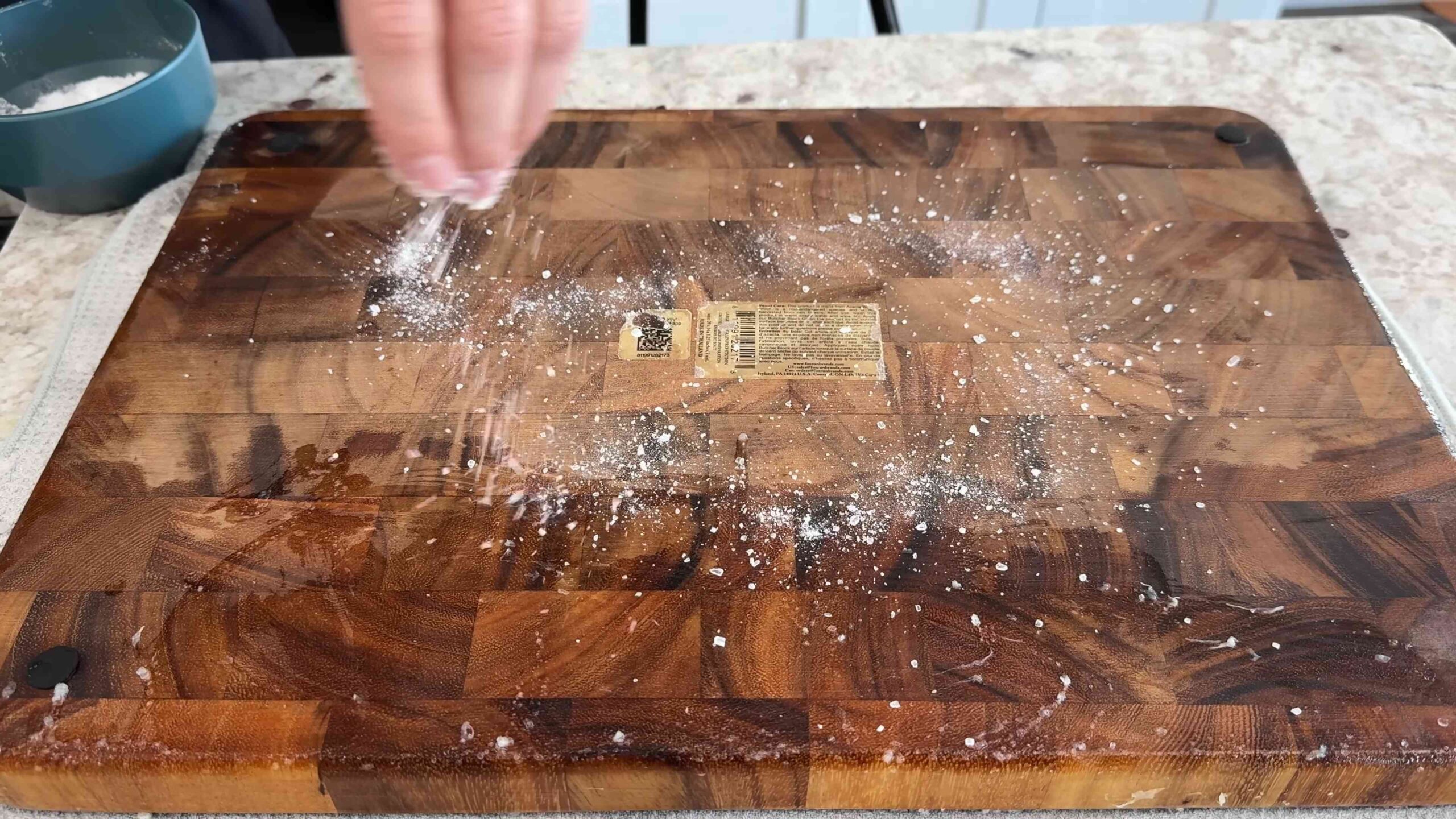 Cleaning Cutting Board with Salt